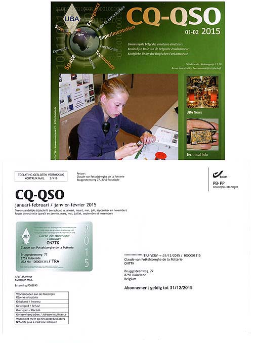 2015 Memship Card CQ-QSO Cover & Frontpage