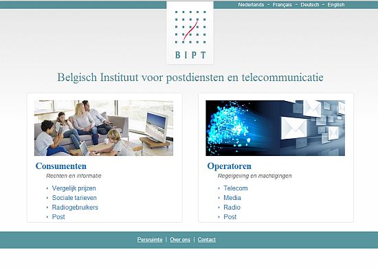 Le site web de l'IBPT 2013 avec l'ancien logo