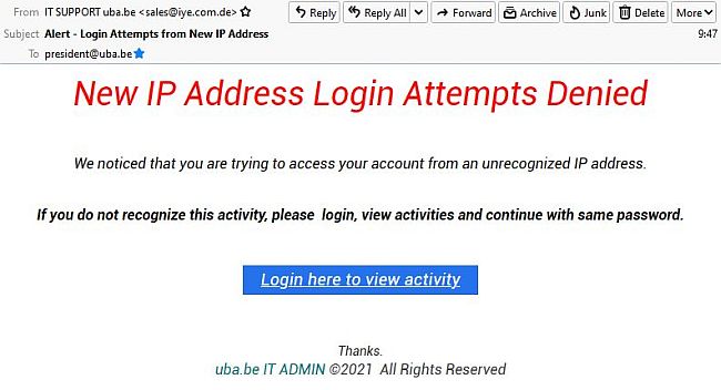 Mail SPAM example uba.be (2)
