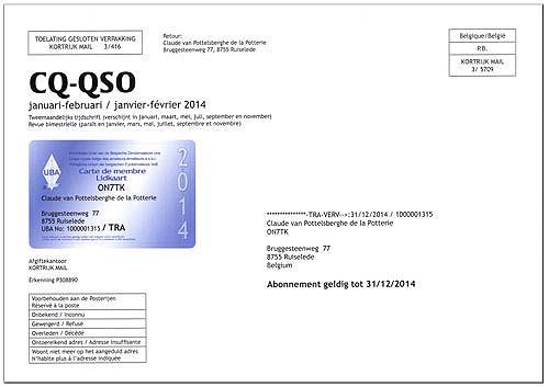 Membership Card CQ-QSO Sheet 2014
