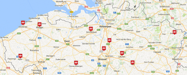 2016 Foundation Courses Flanders (map)