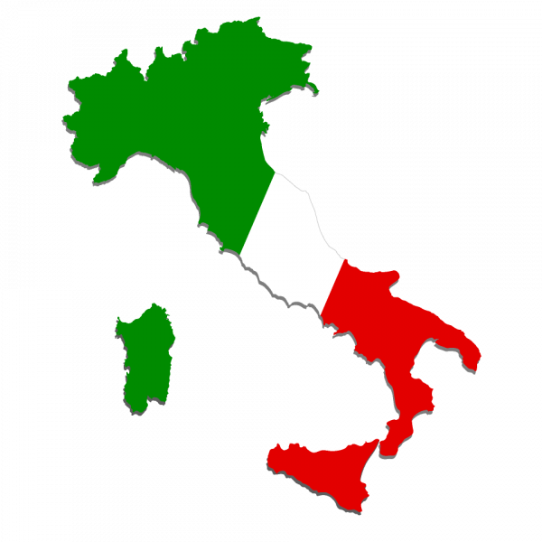 Picture with Italian Map colored with the Flag