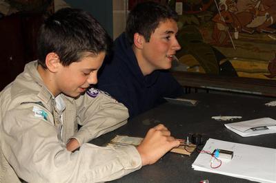 Youngsters learning the morse code