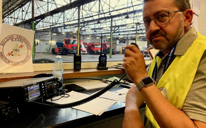 Wavre Noodstation ON5VDA Dominque tijdens de overstromingen 16/07/2021